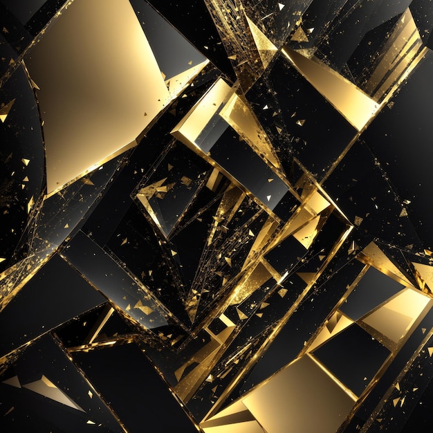 3D-geometrische Zusammenfassung in Schwarz und Gold