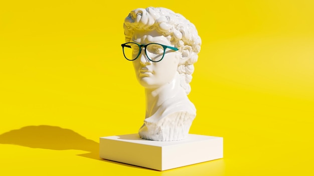 3D-gerenderte Büste von David mit Brille