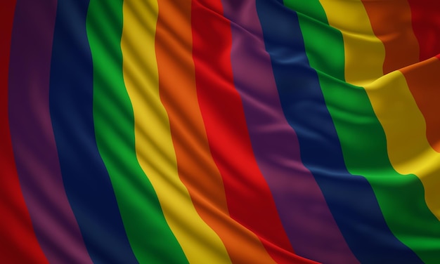 3D-gerenderte gewellte Regenbogenfahne LGBTQ-gewellte Kleidung