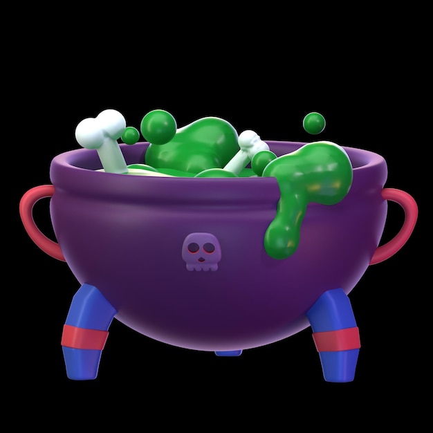 3D-gerenderte Halloween-Illustration, Fledermaus, Kerze, Süßigkeiten, Zombie, Sarg, Kürbis, Geisterschädel