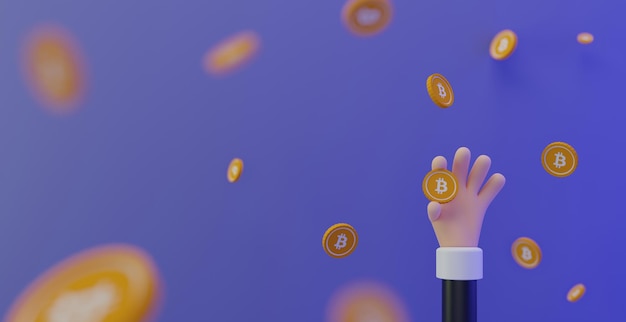 3D-gerenderte Hand, die Bitcoin hält