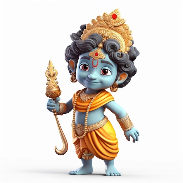 3D-gerenderte niedliche Baby-Krishna-Cartoon-Illustration
