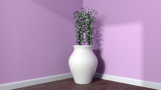 3D gerenderte weiße Vase mit Blume