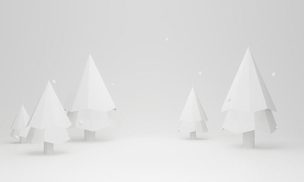 3D gerenderten weißen niedrigen Polygon-Weihnachtshintergrund.