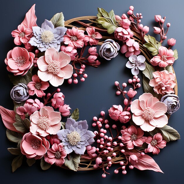 3D-gerenderter Blumenrahmen. Eine vertikale Freude für Grüße, Einladungen. Mehr Hintergrund generiert durch KI