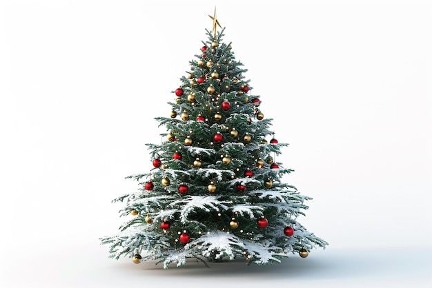 3D-gerenderter realistischer Weihnachtsbaum auf weißem, isoliertem Hintergrund