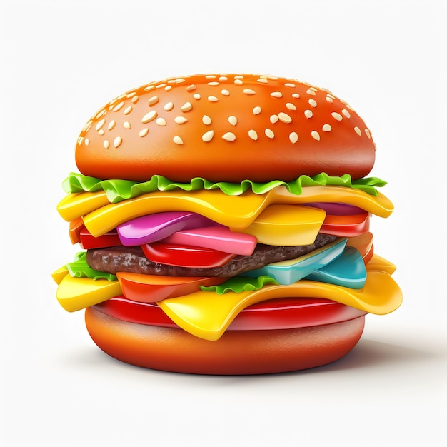 3D-gerendertes detailliertes Bild von Burger, erstellt mit generativer KI