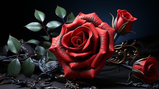 3D-gerendertes Foto eines wunderschönen Rosendesigns