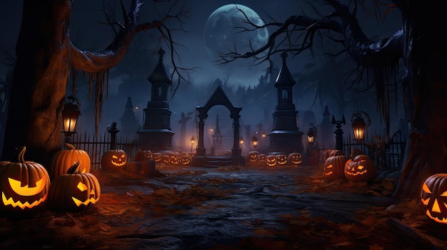 3D-gerendertes Halloween-Hintergrundbild