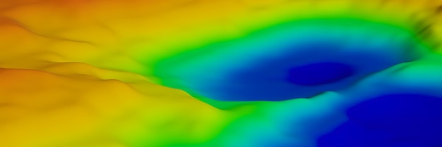 3D-gerendertes topografisches Gelände mit Farbverlauf Bathymetrischer Berg