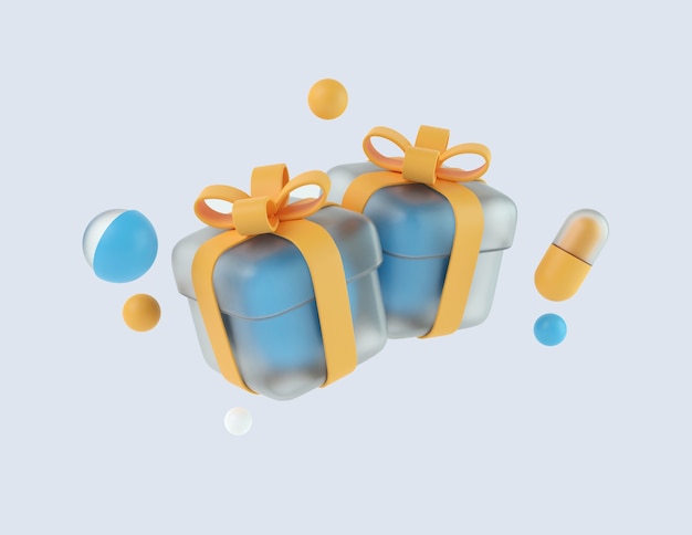 3D-Geschenkbox-Cartoon-Rendering isoliert