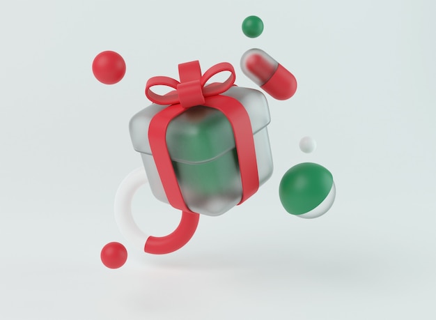 3D-Geschenkbox-Cartoon-Rendering isoliert