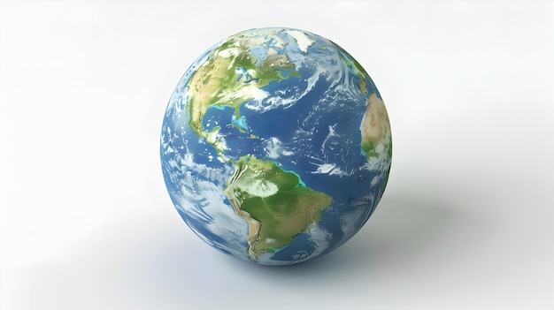 3D-Globus, der die globale Ökologie und Umweltgeographie auf weißem Hintergrund darstellt