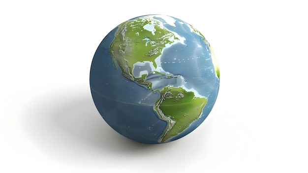 3D-Globus-Ikonen, die Kontinente mit Umweltfokus auf globale Ökologie und Geographie präsentieren