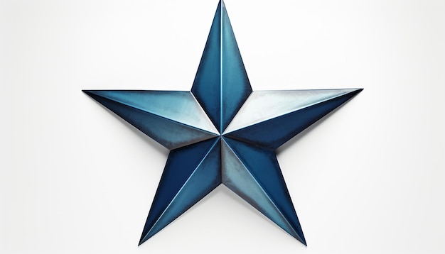 Foto 3d glossy blue star isolado em fundo branco gerado pela ia