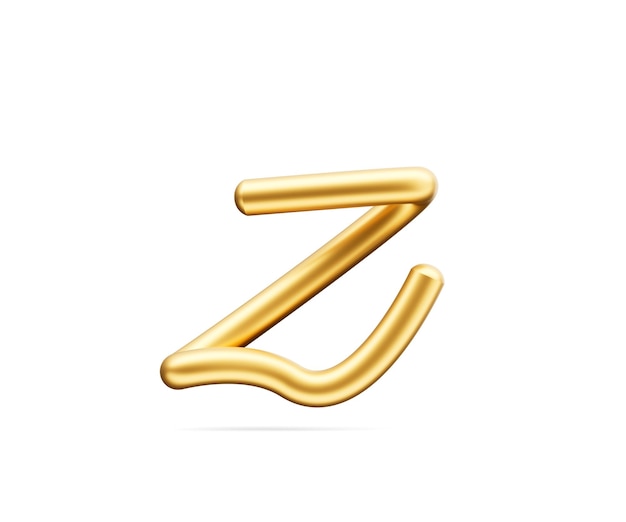 3d golden glänzender kleiner Buchstabe z Alphabet z abgerundeter aufblasbarer Schriftart Weiß Hintergrund 3d Illustration