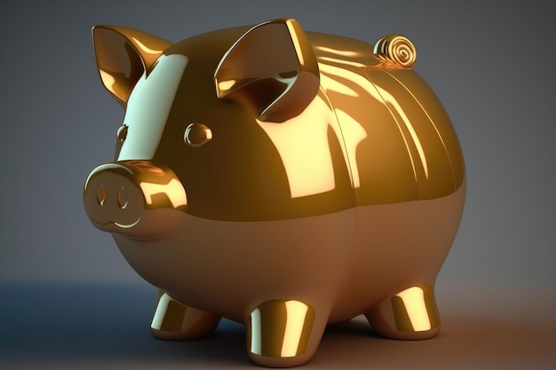 3D Golden Piggy Bank El oro simboliza la fertilidad y la riqueza