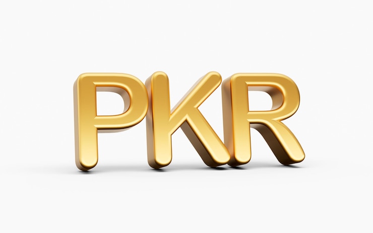 Foto 3d golden shiny rupia pakistaní pkr icono de moneda aislado sobre fondo blanco ilustración 3d