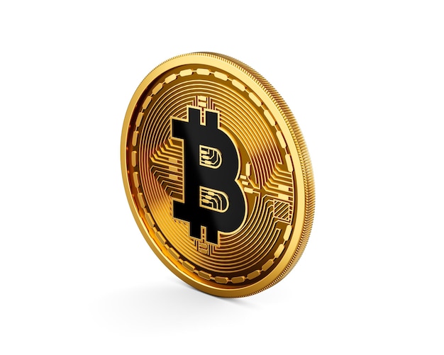 3D-goldene glänzende abgerundete Kryptowährung Bitcoin isoliert auf weißem Hintergrund 3D-Illustration