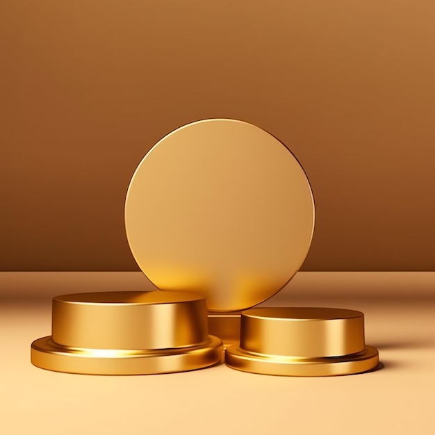 3D-goldenes Podium mit Hintergrund