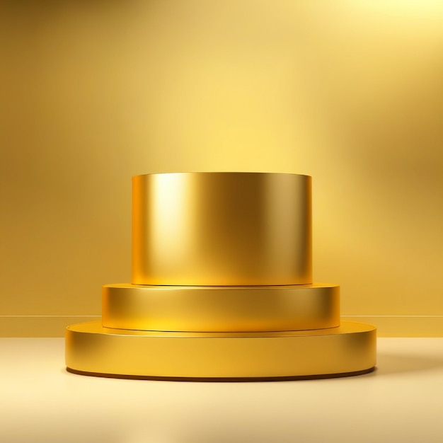 Foto 3d-goldpodium mit goldenem hintergrund