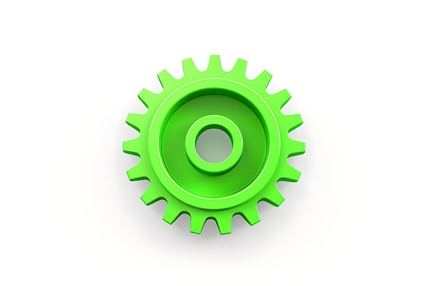 3D-grünes Getriebe-Symbol auf weißem Hintergrund
