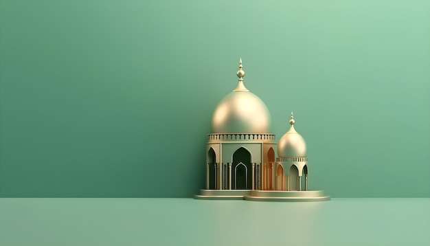 3d grünes Muharram Milad un nabi islamisches Hintergrundbanner