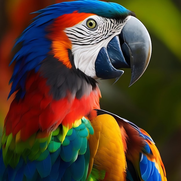 3d guacamayo pájaro realista multicolor