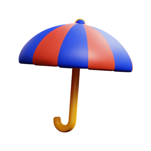 3d guarda-chuva vermelho e azul fundo branco