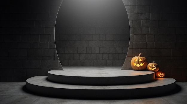 3D-Halloween-Hintergrund-Steinplattform für die Produktpräsentation