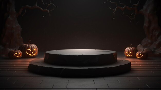 3D-Halloween-Hintergrund-Steinplattform für die Produktpräsentation