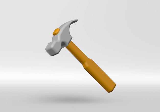 3D-Hammer-Symbol auf grauem Hintergrund