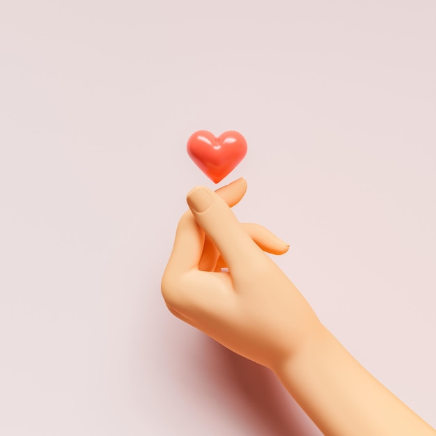 3D-Hand mit koreanischem Herzen