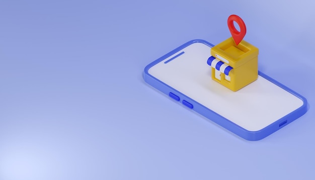 3D-Handy-Banking Online-Zahlungskonzept Einkaufstasche und Warenkorb und Geschenkbox Mobile mit leerem Bildschirm 3D-Rendering