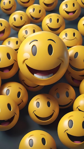 3D-Happy-Smile-Emoji-Emotikon-Hintergrund mit Hintergrundpapier