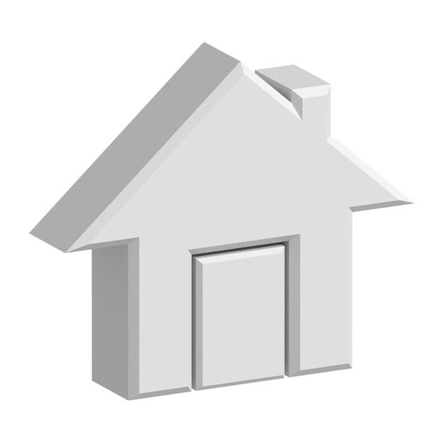 3D-Haus-Symbol auf weißem Hintergrund