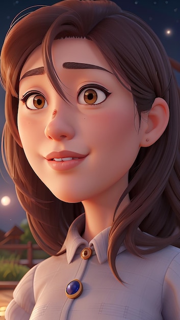 3D heißes süßes Anime-Mädchen Charakter Gesicht Foto Ai generiert