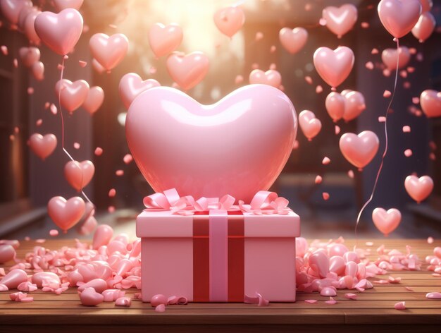 3D-Herz-Luftballons mit Geschenkboxen für Valentinstag, Geburtstagsfeier, Muttertagsfeier