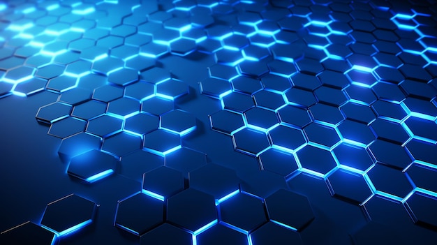 3D-Hexagon-Wandpapier mit modernem blauem Glanz