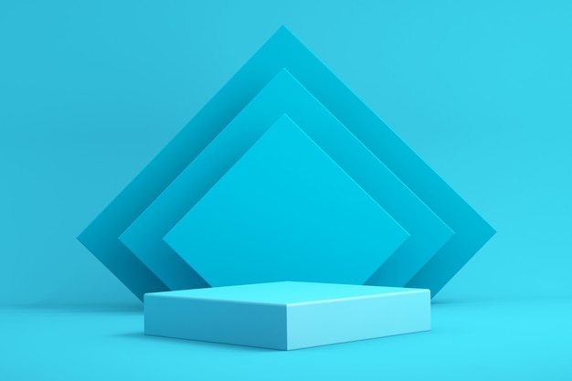 3D-Hintergrund für Mock-up-Podium für Produktpräsentation, blauer Hintergrund, 3D-Rendering