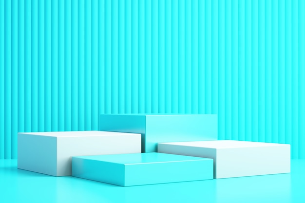3D-Hintergrund für Mock-up-Podium für Produktpräsentation, blauer Hintergrund, 3D-Rendering