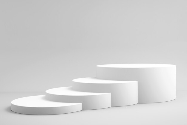 3D-Hintergrund für Mock-up-Podium für Produktpräsentation, weißer Hintergrund, 3D-Rendering