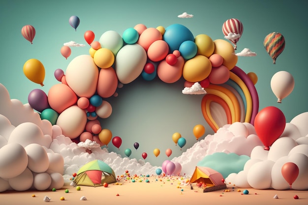 3D-Hintergrund mit Ballons und Kopierraum