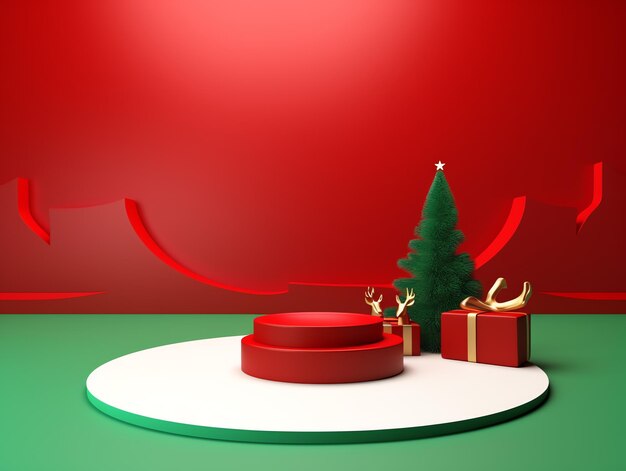 3D-Hintergrundprodukt Minimalis Podium Weihnachten
