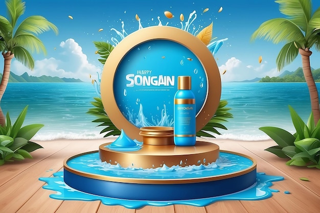 3D-Hintergrundprodukte für das Podium des Songkran-Festivals
