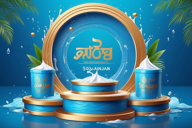 3D-Hintergrundprodukte für das Podium des Songkran-Festivals