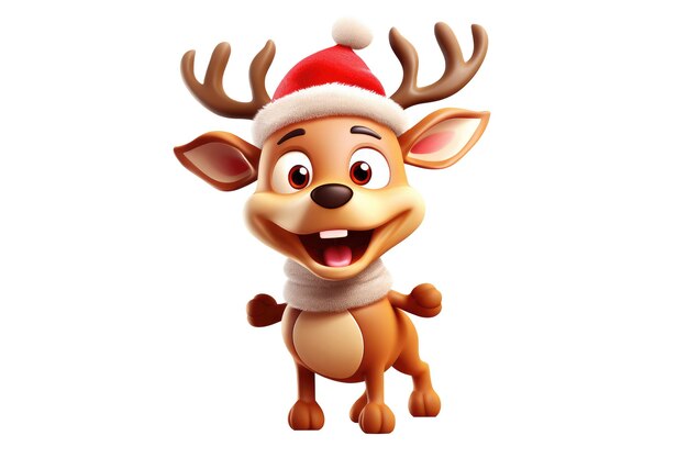 3D-Hirsche lustige Zeichentrickfigur Rudolph Cute Generative KI