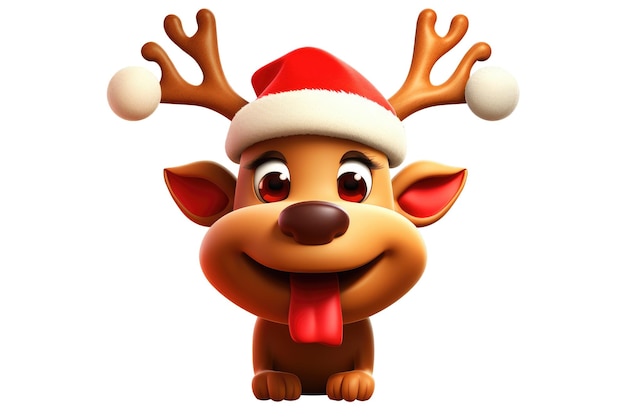 Foto 3d-hirsche lustige zeichentrickfigur rudolph cute generative ki