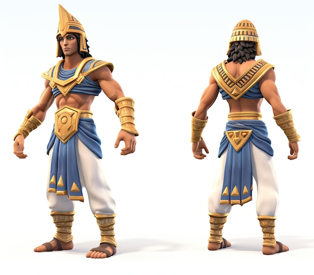 3D-Historisches Spiel Charakter Design Referenzblatt inspiriert von Age of Empires