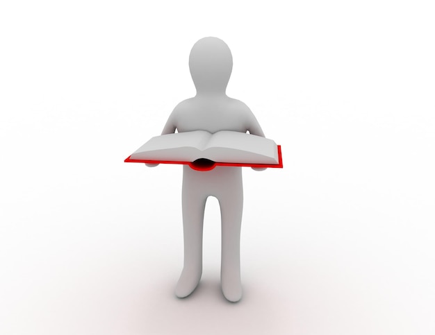3d hombre leer libro